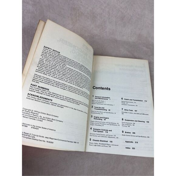 Chilton's Repair & Tune-Up Guide Jeep Wagoneer, Commando, Cherokee 1966-79 - Picture 3 of 5